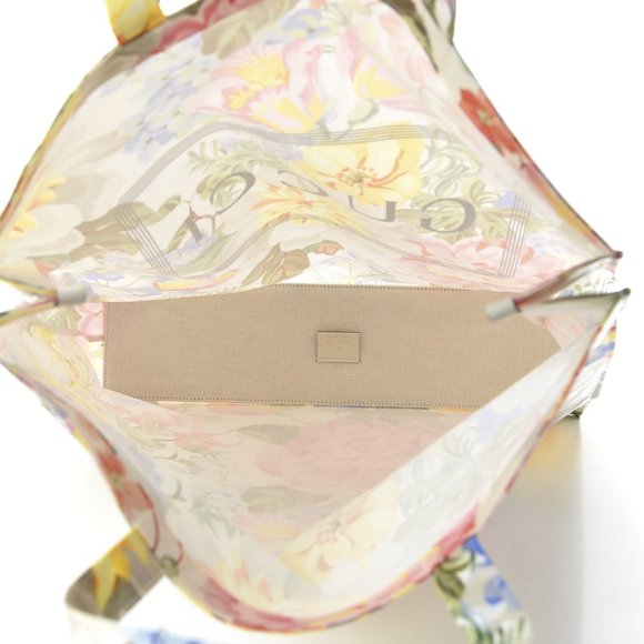 Gucci Floral-print Logo Tote Bag in White NEW WITH DUST BAG - Picture 6 of 14